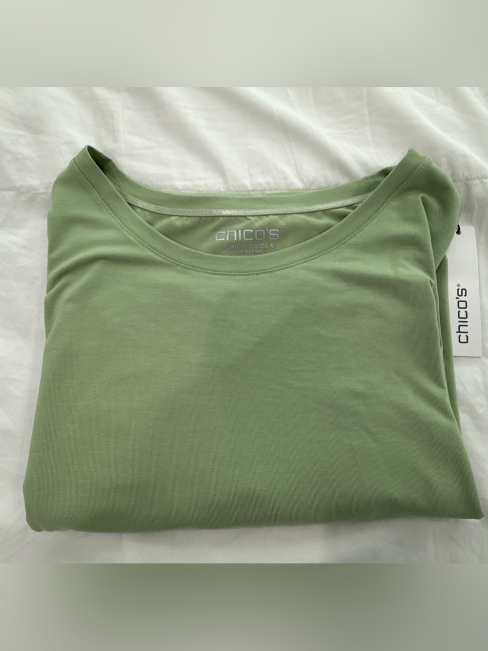 Chico's Relaxed Scoop Neck Tee - Light Sage NWT